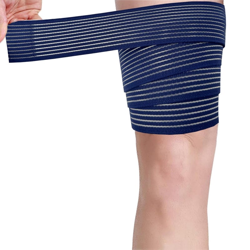 Sgozam Thigh Support Compression Bandage Sleeve for Women and Men, Lower Leg Compression Wrap Brace for Thigh Pain, Shin Splint Guard for Football, Tennis, Volleyball, Basketball, Running and Work Out, Knee Pain Relief, One Size Fit Most, Adjustable (Blue) - Image 1